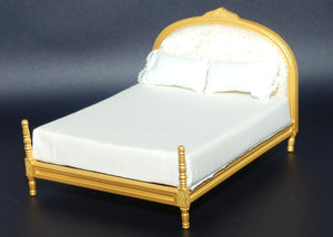 The Dolls House Emporium | Collectors Item | 4400 Gold Upholstered Double Bed | 1:12