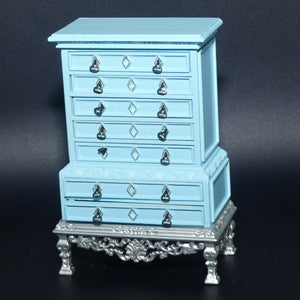 The Dolls House Emporium | Collectors Item | 5930 Beautifully Carved Blue Tallboy Chest | 1:12