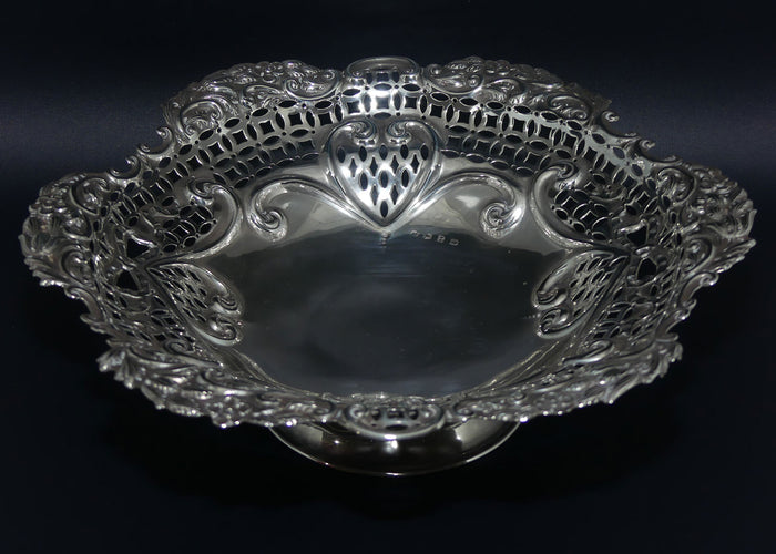 Victorian Sterling Silver Floral and pierced gallery bowl | Birmingham 1899 | 420g