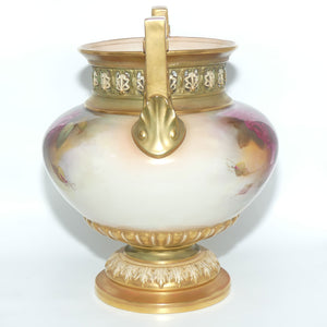 Royal Worcester Twin Handle Hadley Rose Jardiniere with pierced gallery | Harry Martin