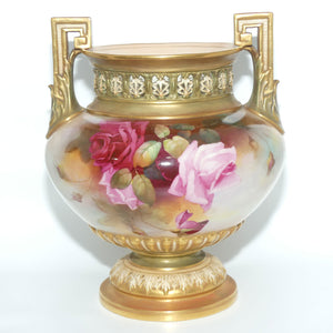 Royal Worcester Twin Handle Hadley Rose Jardiniere with pierced gallery | Harry Martin