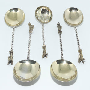 Victorian Sterling Silver set of 5 fruit spoons | Angel tops | London 1883