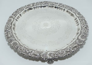 Late Victorian Sterling Silver tri footed drinks tray | Sheffield 1900 | 1434g