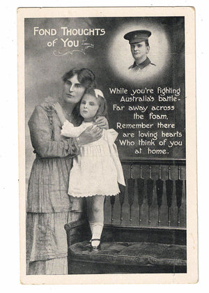 WWI Australian themed postcard | Fond Thoughts of You
