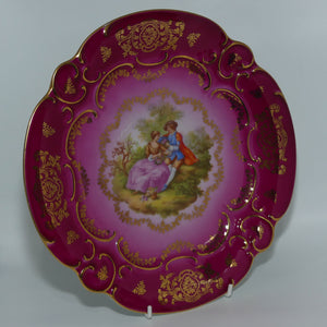 Bavaria Germany Limoges style Courting Couple plate | Rouge and Gilt | 26cm