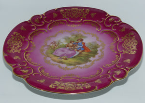 Bavaria Germany Limoges style Courting Couple plate | Rouge and Gilt | 26cm