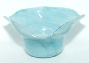 Art Glass Blue Swirl Tricorn Hat shape vase