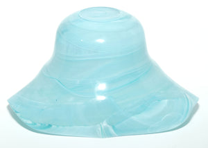 Art Glass Blue Swirl Tricorn Hat shape vase