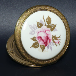Vintage Regent of London Rose motif on Porcelain panel powder compact