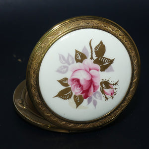 Vintage Regent of London Rose motif on Porcelain panel powder compact