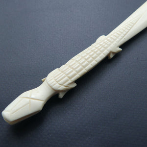 Carved Bone Crocodile Letter Opener