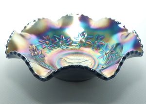 Australian Carnival Glass | Dark Magpie nappy bowl