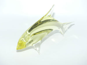 Bohemian Czech Art Glass Dolphin Figurine signed Miloslav Janku | Yellow