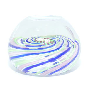 John Deacons Scotland 4 colour Swirl paperweight | Facetted | Blue Pink Lime White