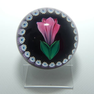 Caithness Glass Lampwork Flower and Millefiori Torsade medium paperweight