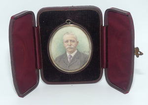 19th Century Framed Miniature Portrait in Folding Leather Case | Walter Francis Scott Hetherington