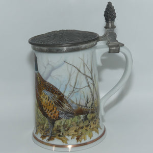 Franklin Porcelain | The Game Bird Stein with Pewter Lid | Basil Ede