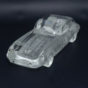 Acid Etched Glass figural paperweight on stand | Jaguar E type