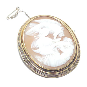 Victorian Shell Cameo Brooch in elaborate surround | Leda and the Swan