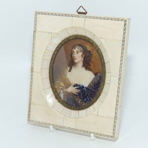 Ivory Framed Miniature Painting on Ivory | Lady Du Barry | signed Berger