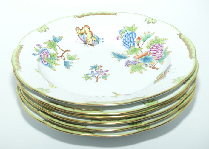Herend Hungary Queen Victoria 503/VB0 pattern | set of 6 rimmed soup bowls | 24.3cm diam