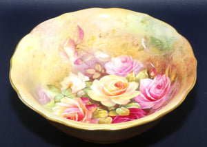 Royal Worcester hand painted Roses bowl by E Phillips