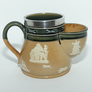 Doulton Lambeth Harvest Hunting Shaving mug with Sterling Silver rim | London 1901