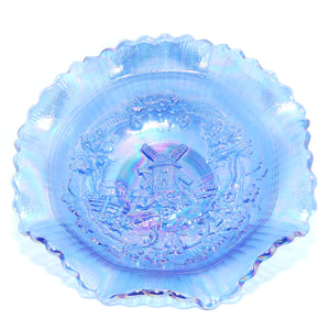LE Smith Vintage Blue Carnival Glass bowl | Windmill