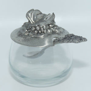 Seagull Pewter Grape and Vine lidded pot and spoon
