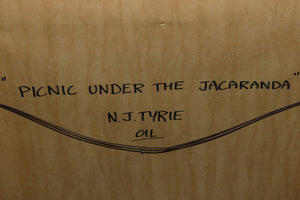 Australian Oil Painting | NJ Jim Tyrie | Picnic Under the Jacaranda