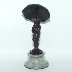 Decorator Cold Cast Bronze | Child under Umbrella | Chiparus style