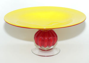 Large decorative Art Glass stand | Bold Yellow and Red