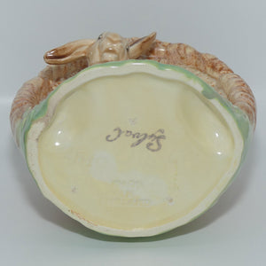 SylvaC #1510 | Lop Ear Rabbit and Mushroom vase | Brown and Green