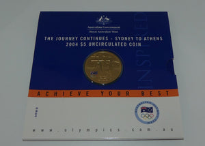 RAM 2004 Uncirculated $5 Coin | The Journey Continues: Sydney to Athens | Spear Thrower