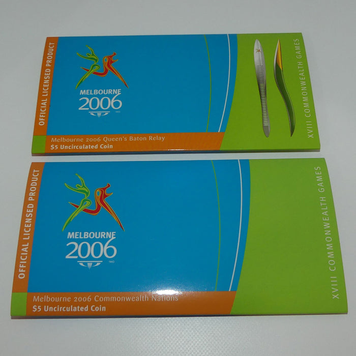 RAM 2006 Uncirculated $5 Coin Pair | Melbourne 2006 Commonwealth Games | Nations and Baton Relay