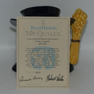 D6738 Royal Doulton large character jug Mr Quaker | LE #943/3500 + Certificate