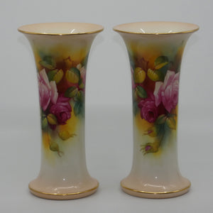 royal-worcester-hand-painted-pair-of-matched-opposing-scene-roses-very-tall-trumpet-vases-hunt