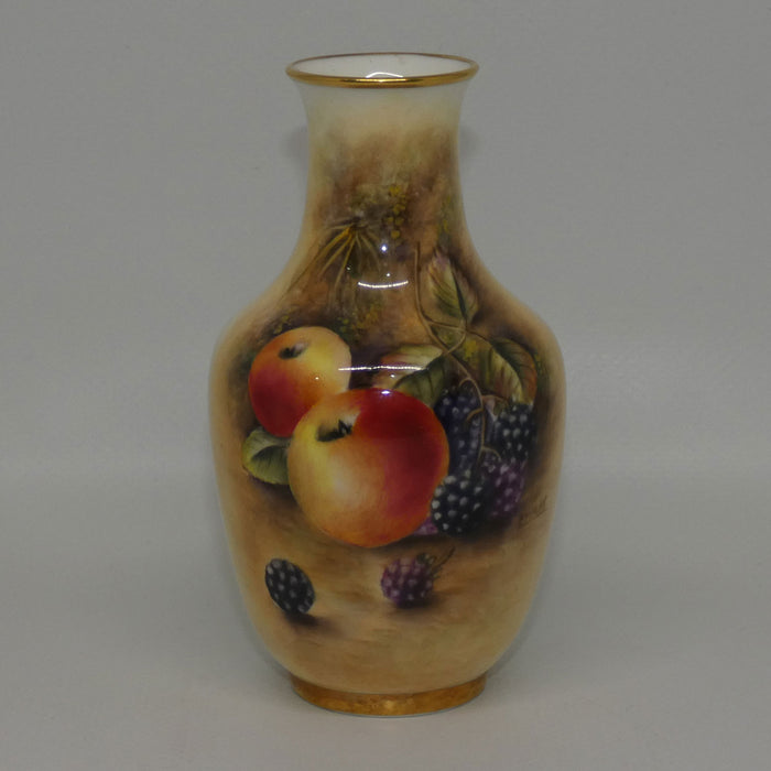 Royal Worcester hand painted fruit miniature vase (PM Platt)