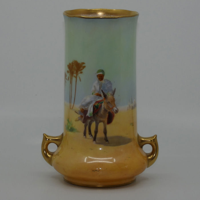 Royal Doulton hand painted & gilt Middle East Desert Scenes handled vase (Allen)