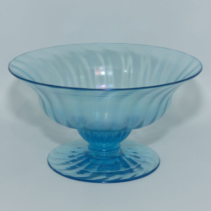 Fine quality Pale Blue Aurene Art Glass comport