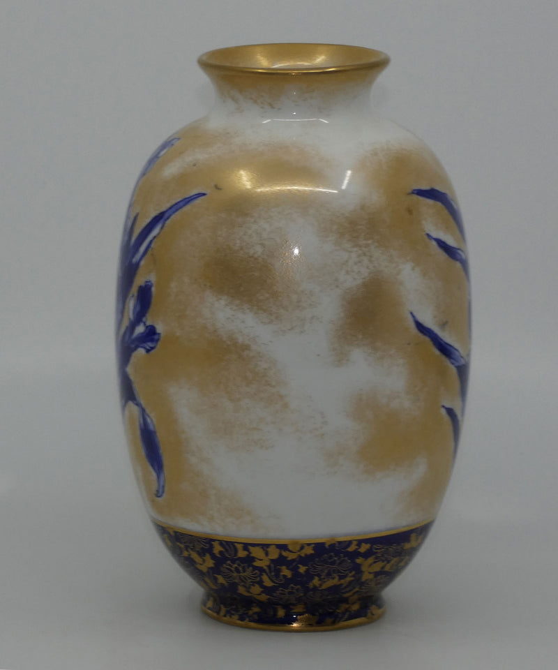 Royal Doulton Blue Iris Flow Blue Gilt vase Royal Doulton Seriesware