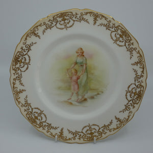 royal-doulton-hand-painted-and-gilt-young-woman-and-child-walking-over-stepping-stones-plate-dix