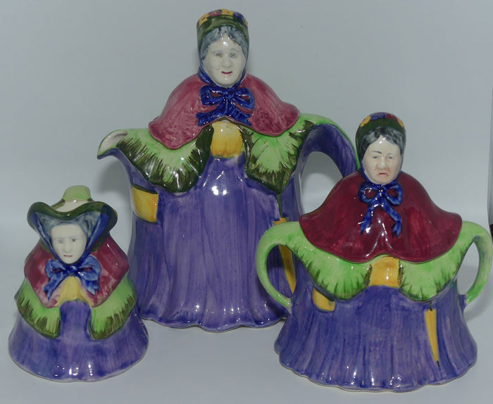 English Grandma figural 3 piece tea set