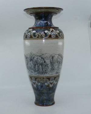 royal-doulton-hannah-barlow-stoneware-very-large-flaired-horse-vase
