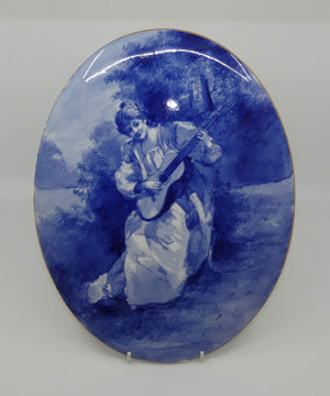 royal-doulton-blue-childrens-large-oval-wall-plaque-woman-playing-guitar