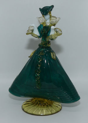 murano-glass-figure-of-a-lady-emerald-green-and-amber