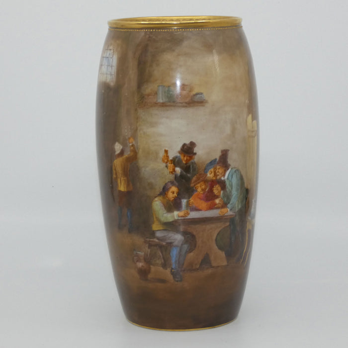 Royal Doulton Tavern scene hand painted cylinder vase (W Nunn)