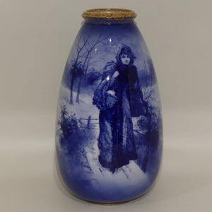 royal-doulton-blue-children-ovoid-vase-woman-in-snowstorm