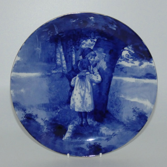 Royal Doulton Blue Childrens display plate (Boy and Girl Peeping)