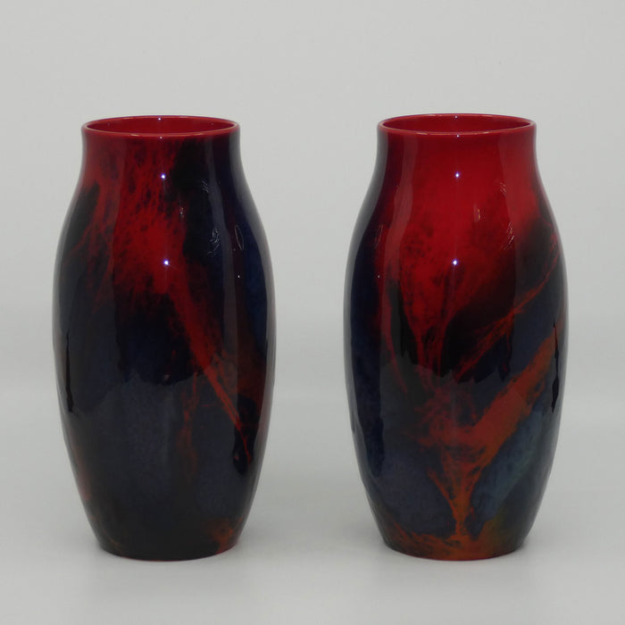 Royal Doulton Flambe Sung pair of veined vases